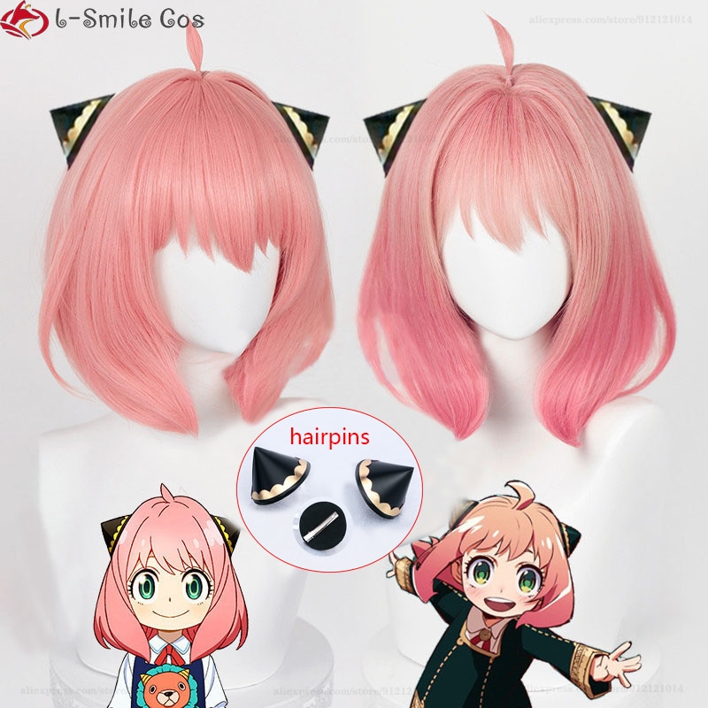 Anime SPY FAMILY Anya Forger Short Pink Cosplay Wig Hair Heat Resistant Synthetic Halloween Party Woman - Spy x Family Merch